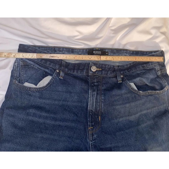 HUDSON Bow Legged Denim Jeans Men Size 38 Tapped Bagged Blue M726DPP - Picture 7 of 14